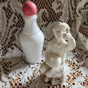 Vintage Set Of 2 Empty Avon Bottles Pink Ball Top & Little Jack Horner